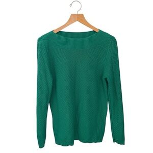 Croft & Barrow Green Sweater Womens Boat Neck Size XL Solid Long Sleeve Classic